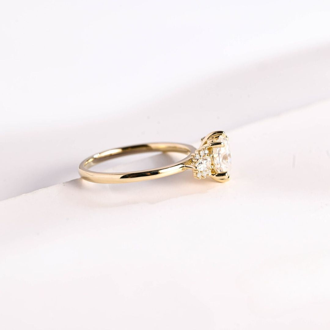 Moissanite 3.98 CT Oval Cut Diamond Victorian Wedding Ring