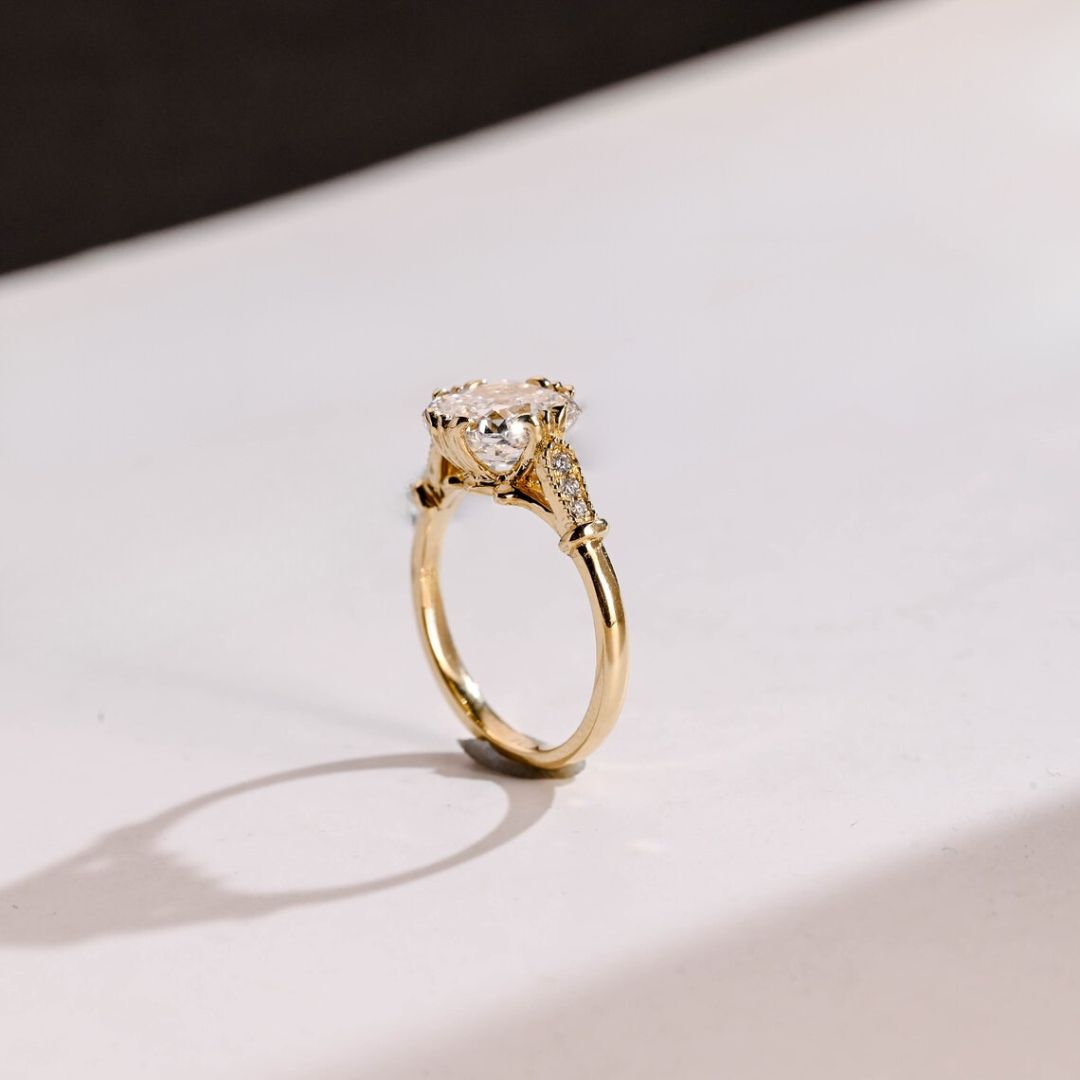 Moissanite 4.12 CT Cushion Cut Diamond Victorian Anniversary Ring