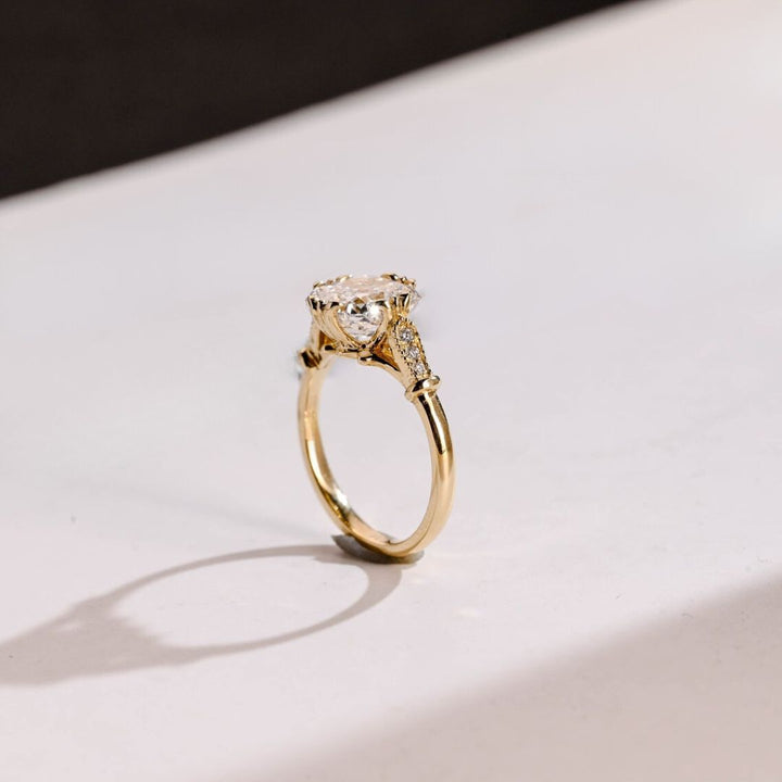 Moissanite 4.12 CT Cushion Cut Diamond Victorian Anniversary Ring