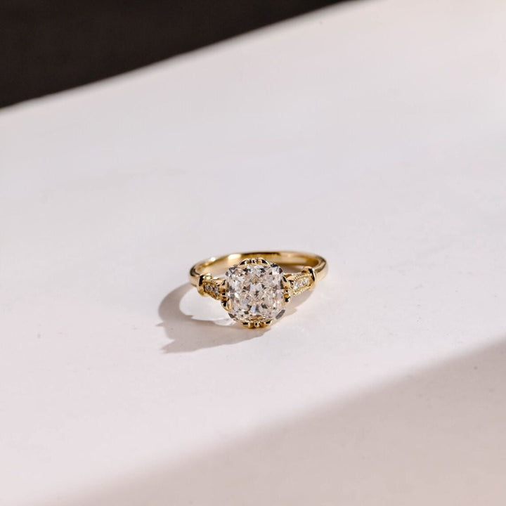 Moissanite 4.12 CT Cushion Cut Diamond Victorian Anniversary Ring