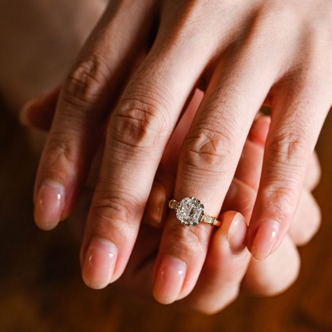 Moissanite 4.12 CT Cushion Cut Diamond Victorian Anniversary Ring