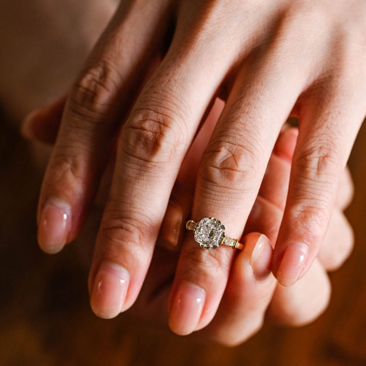 Moissanite 4.12 CT Cushion Cut Diamond Victorian Anniversary Ring