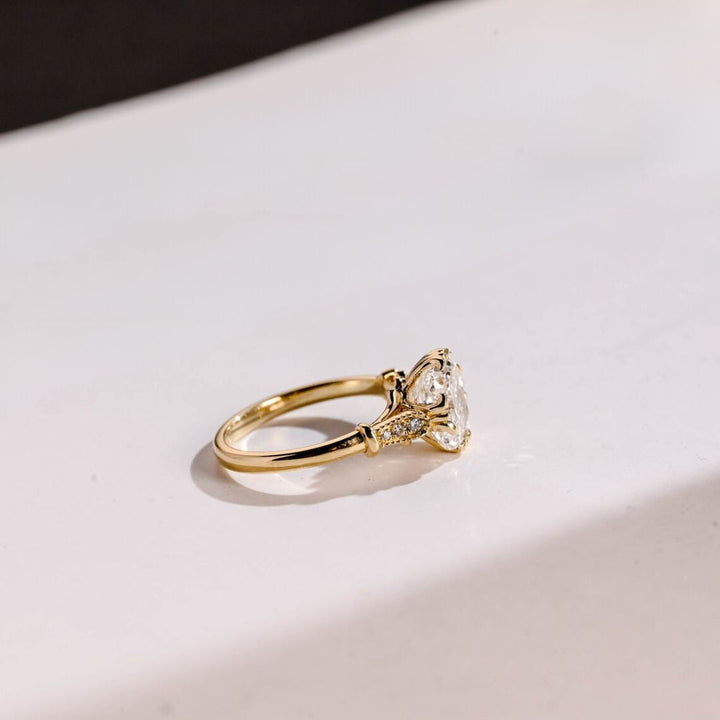 Moissanite 4.12 CT Cushion Cut Diamond Victorian Anniversary Ring