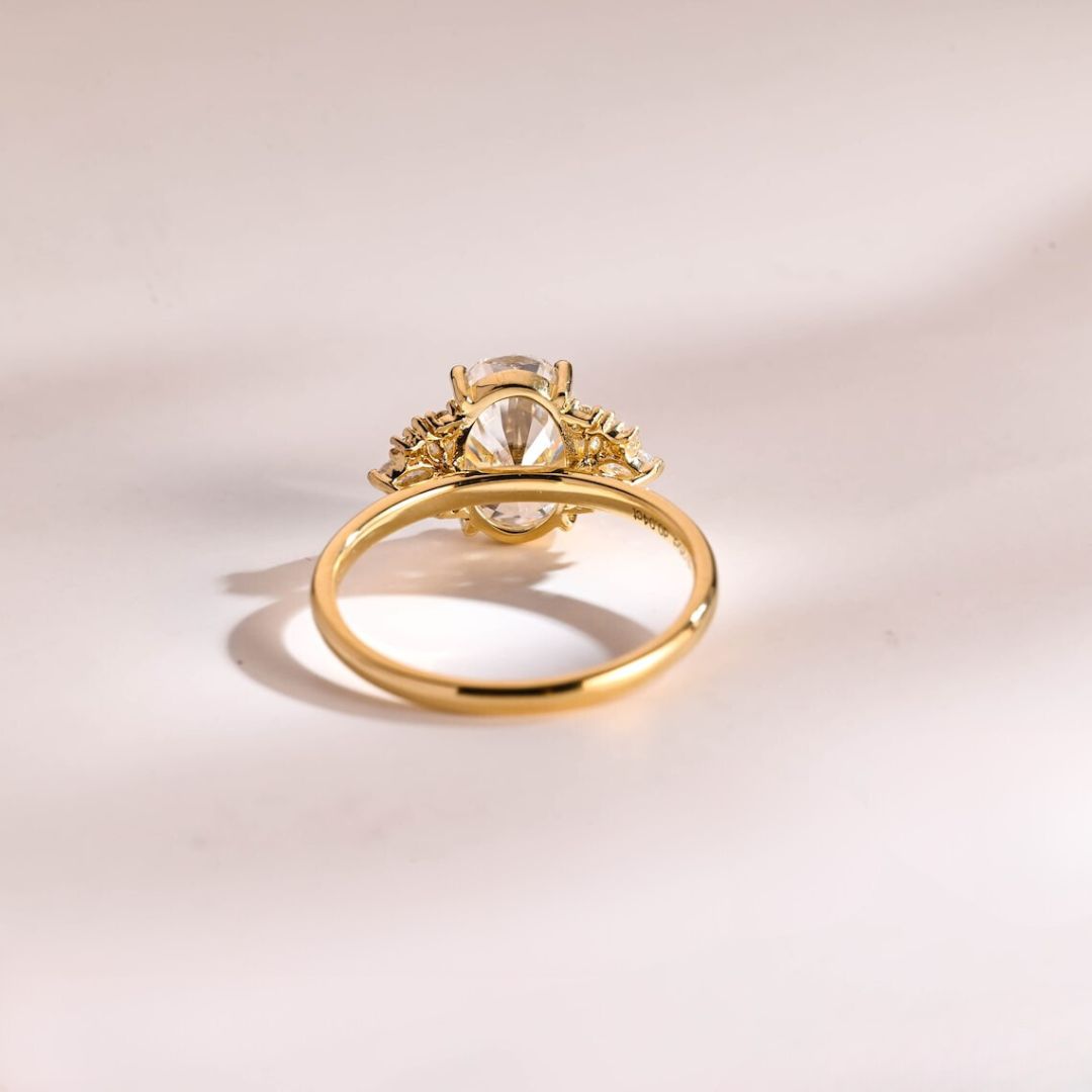 Moissanite 4.32 CT Oval Cut Diamond Brutalist Anniversary Ring