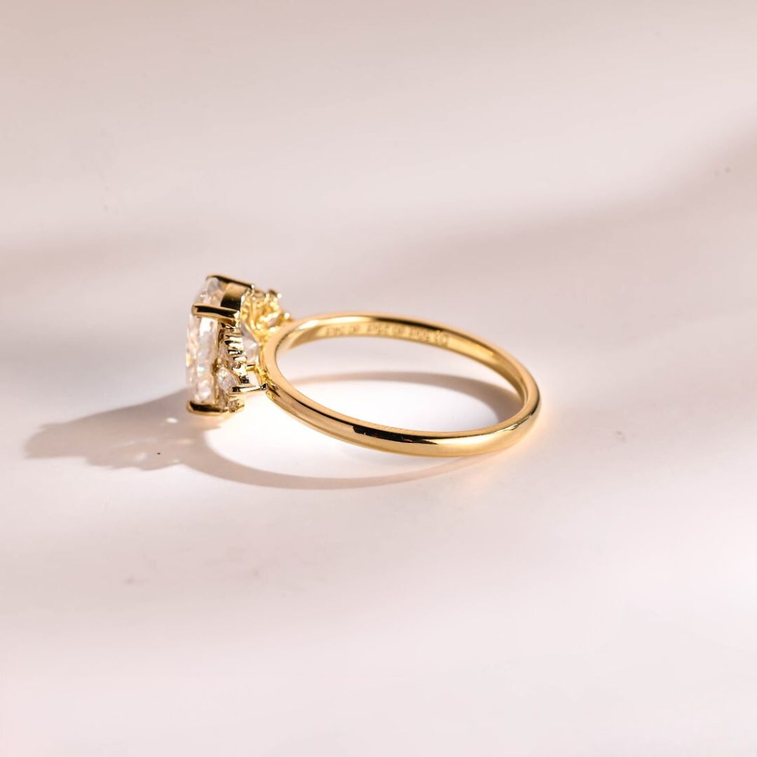 Moissanite 4.32 CT Oval Cut Diamond Brutalist Anniversary Ring