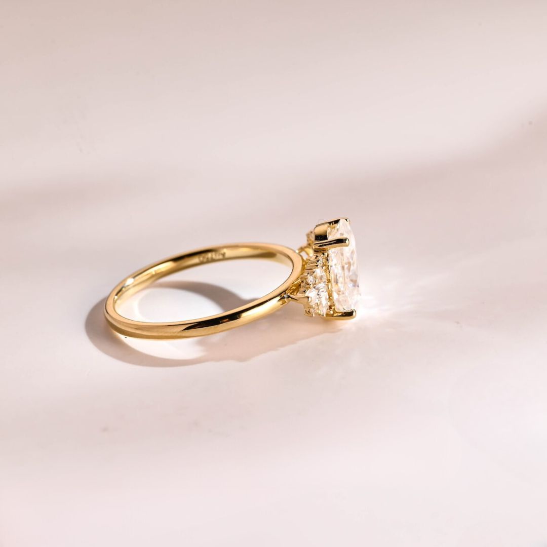 Moissanite 4.32 CT Oval Cut Diamond Brutalist Anniversary Ring