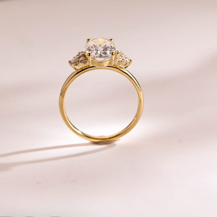 Moissanite 4.32 CT Oval Cut Diamond Brutalist Anniversary Ring