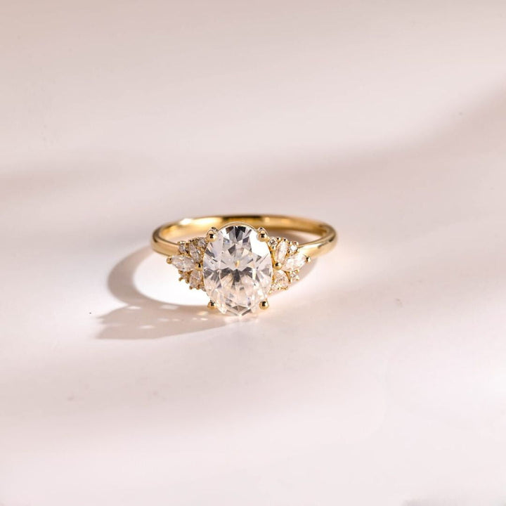 Moissanite 4.32 CT Oval Cut Diamond Brutalist Anniversary Ring