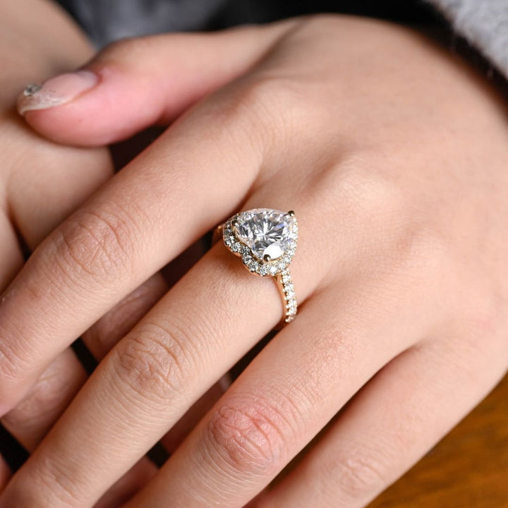 Moissanite 4.76 CT Heart Cut Diamond Brutalist Anniversary Ring