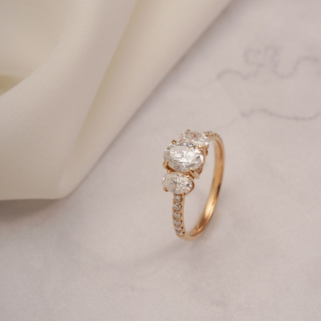 Moissanite 2.42 CT Oval Cut Diamond  Art Deco Wedding Ring
