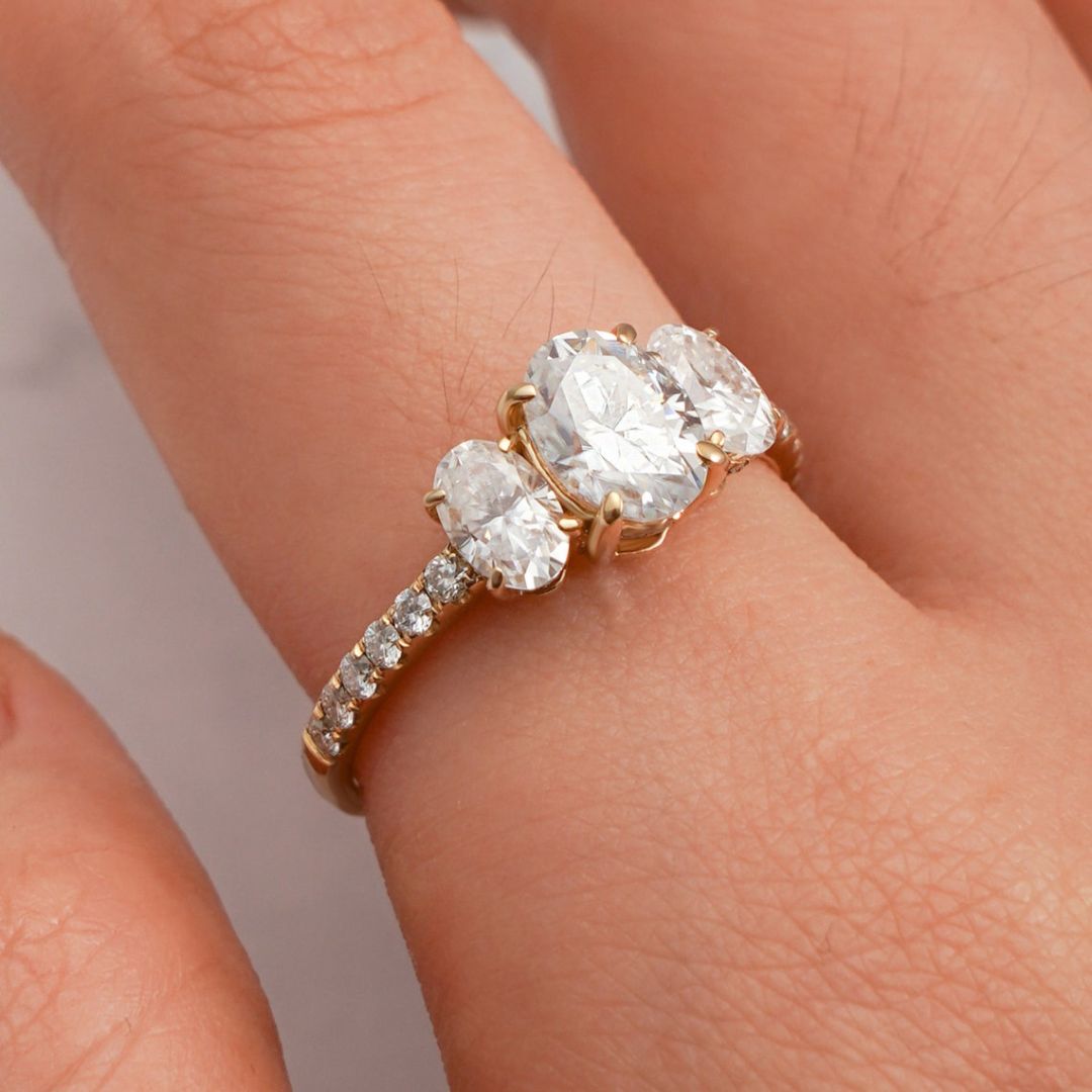 Moissanite 2.42 CT Oval Cut Diamond  Art Deco Wedding Ring