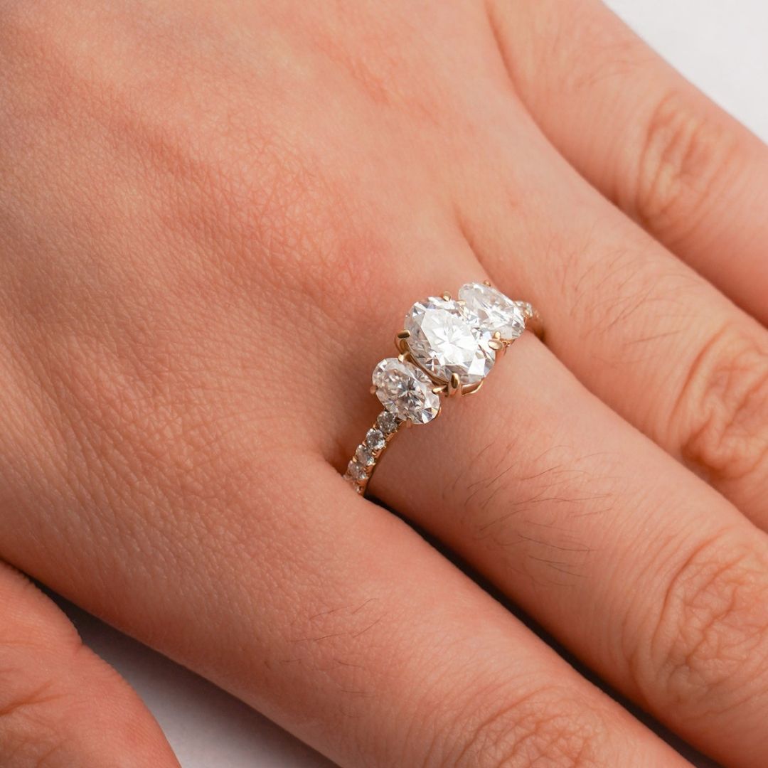 Moissanite 2.42 CT Oval Cut Diamond  Art Deco Wedding Ring