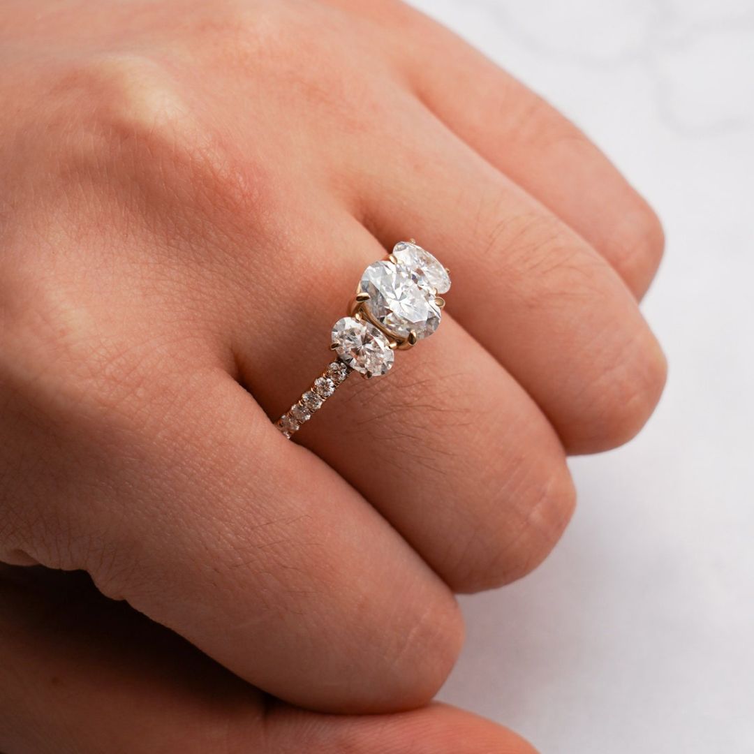 Moissanite 2.42 CT Oval Cut Diamond  Art Deco Wedding Ring