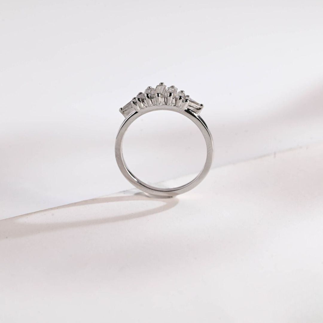 Moissanite 2.40 CT Baguette Cut Diamond Art Nouveau Wedding Ring