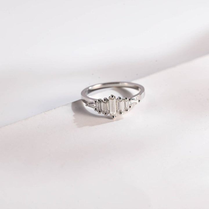 Moissanite 2.40 CT Baguette Cut Diamond Art Nouveau Wedding Ring