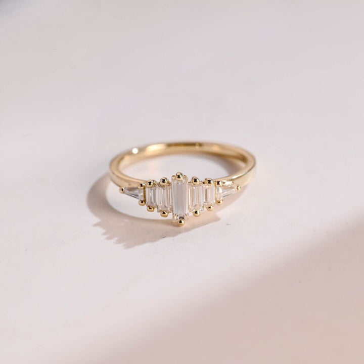 Moissanite 2.40 CT Baguette Cut Diamond Art Nouveau Wedding Ring