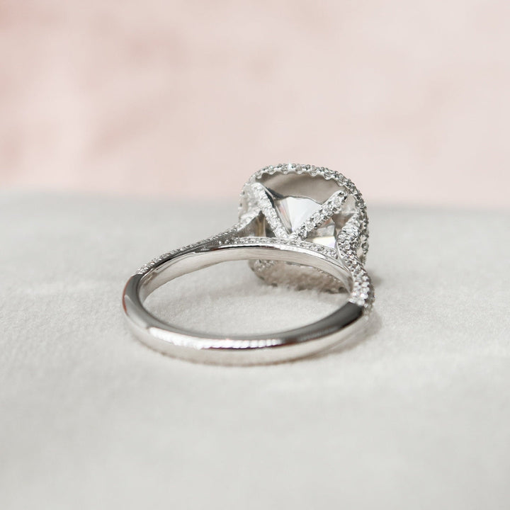 Moissanite 4.15 CT Cushion Cut Diamond Art Deco Engagement Ring
