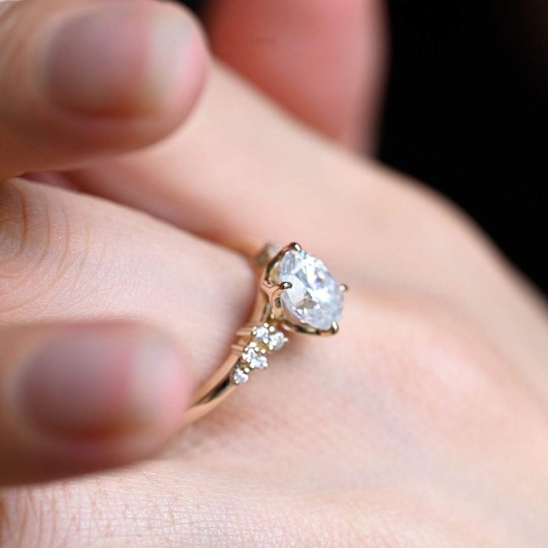 Moissanite 3.22 CT Oval  Cut Diamond  Minimalist Wedding Ring