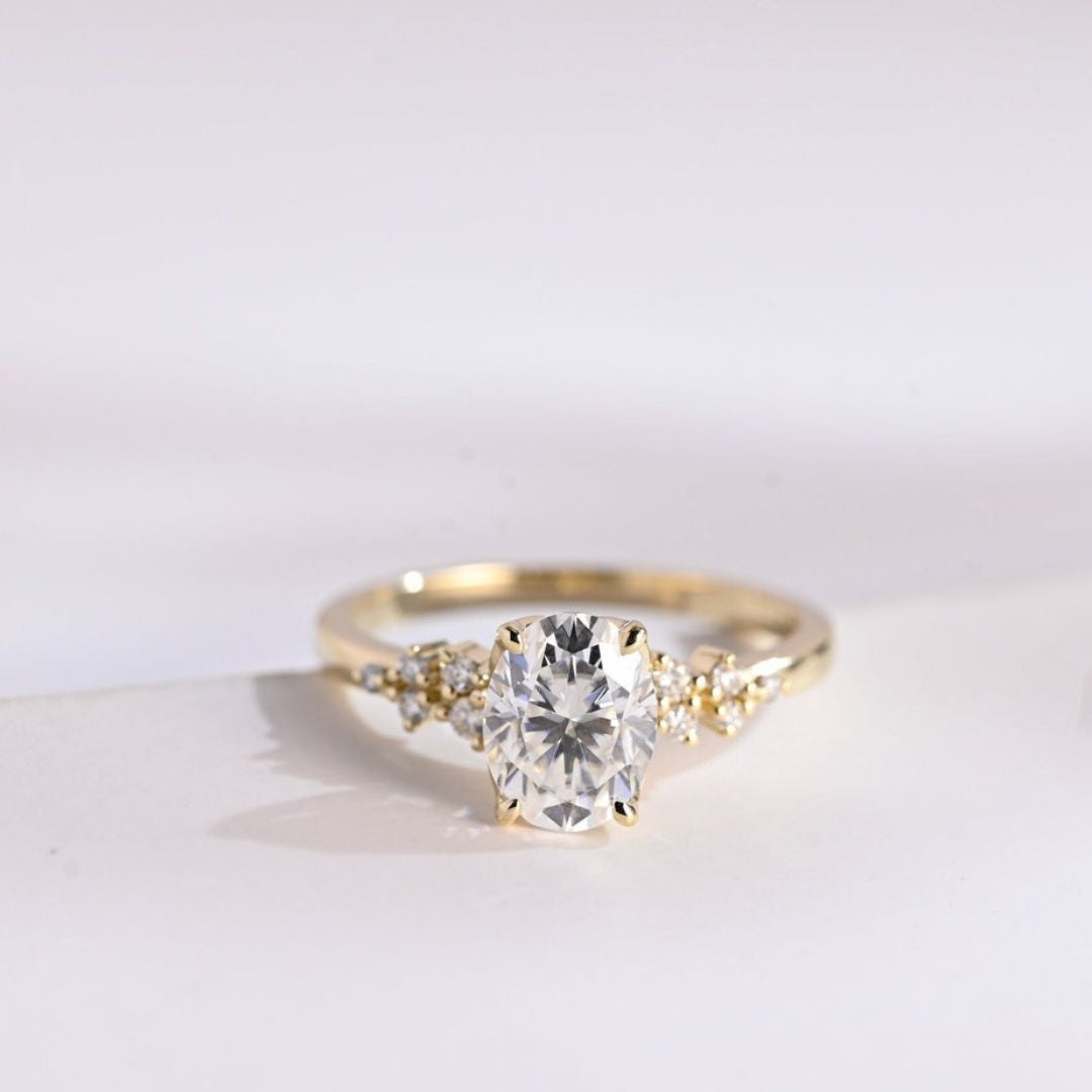 Moissanite 3.22 CT Oval  Cut Diamond  Minimalist Wedding Ring