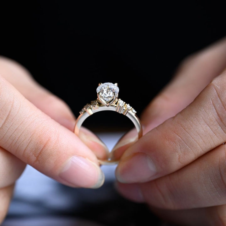 Moissanite 3.22 CT Oval  Cut Diamond  Minimalist Wedding Ring