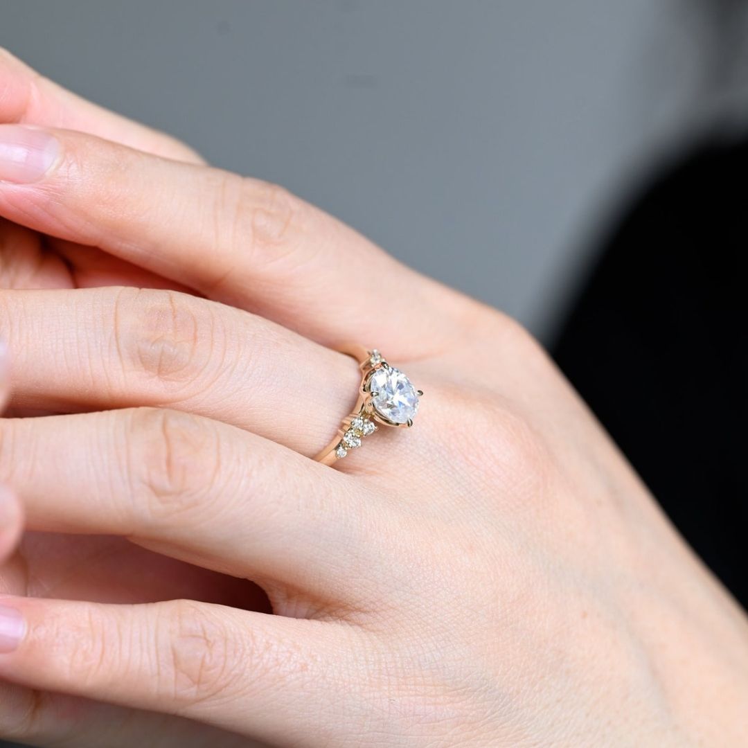 Moissanite 3.22 CT Oval  Cut Diamond  Minimalist Wedding Ring