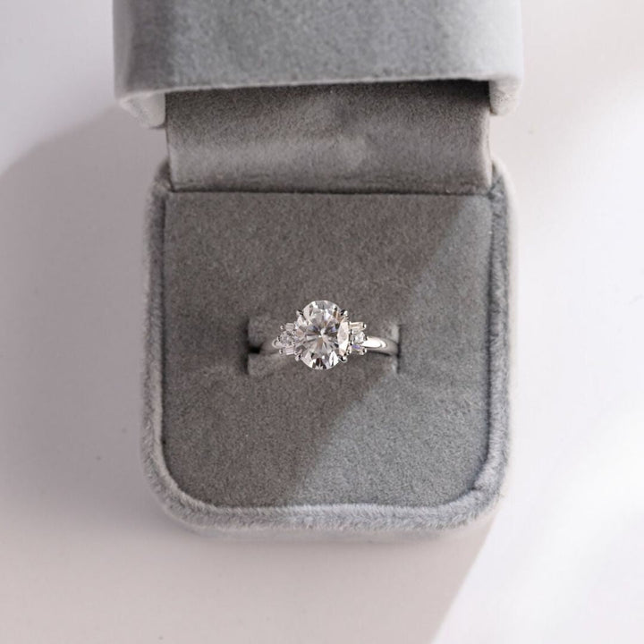 Moissanite 3.33 CT Oval Cut Diamond  Brutalist Anniversary Ring