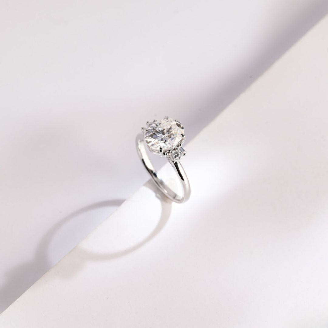 Moissanite 3.33 CT Oval Cut Diamond  Brutalist Anniversary Ring