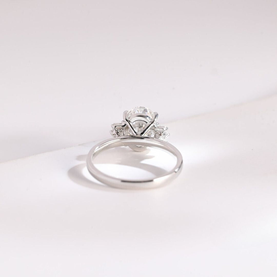 Moissanite 3.33 CT Oval Cut Diamond  Brutalist Anniversary Ring