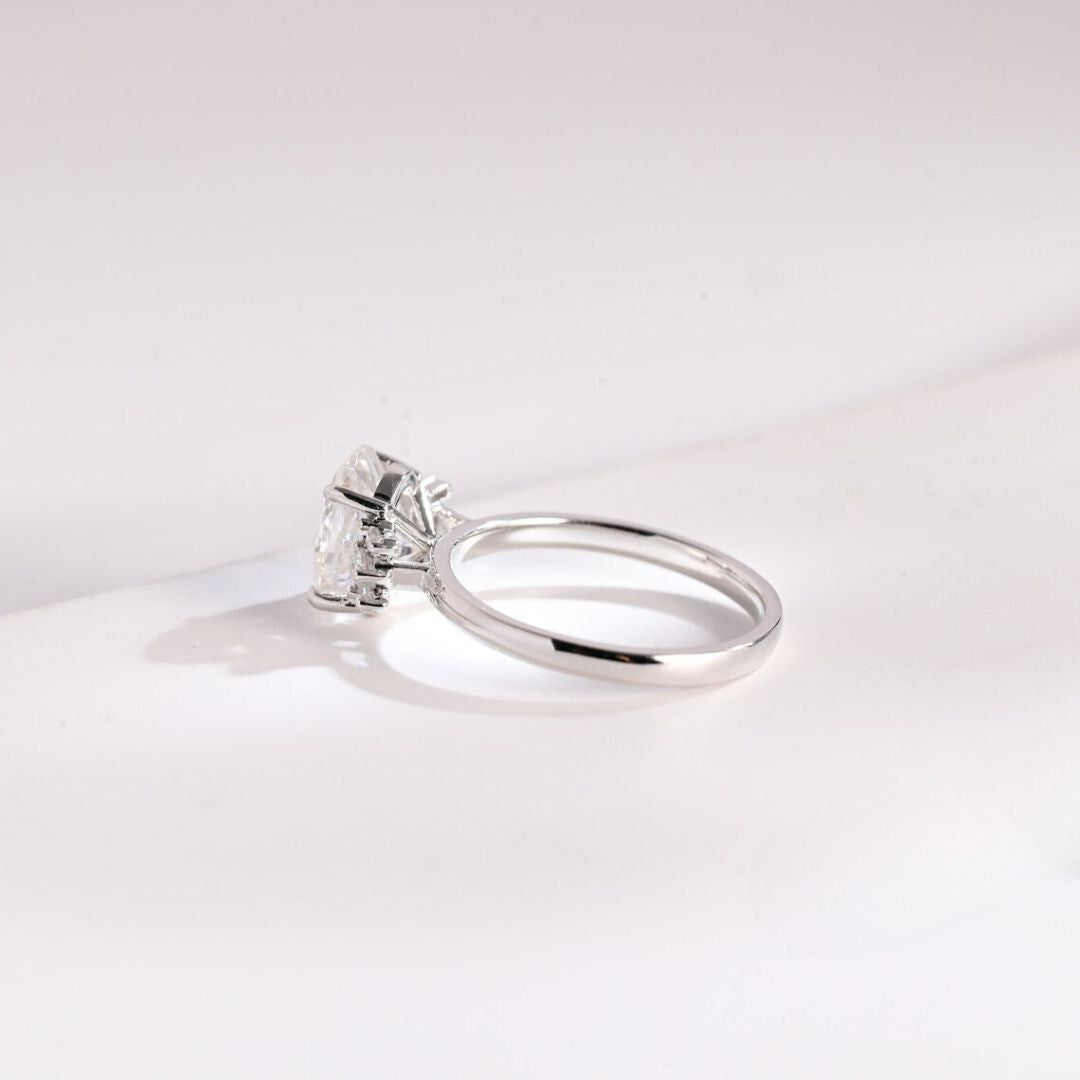 Moissanite 3.33 CT Oval Cut Diamond  Brutalist Anniversary Ring