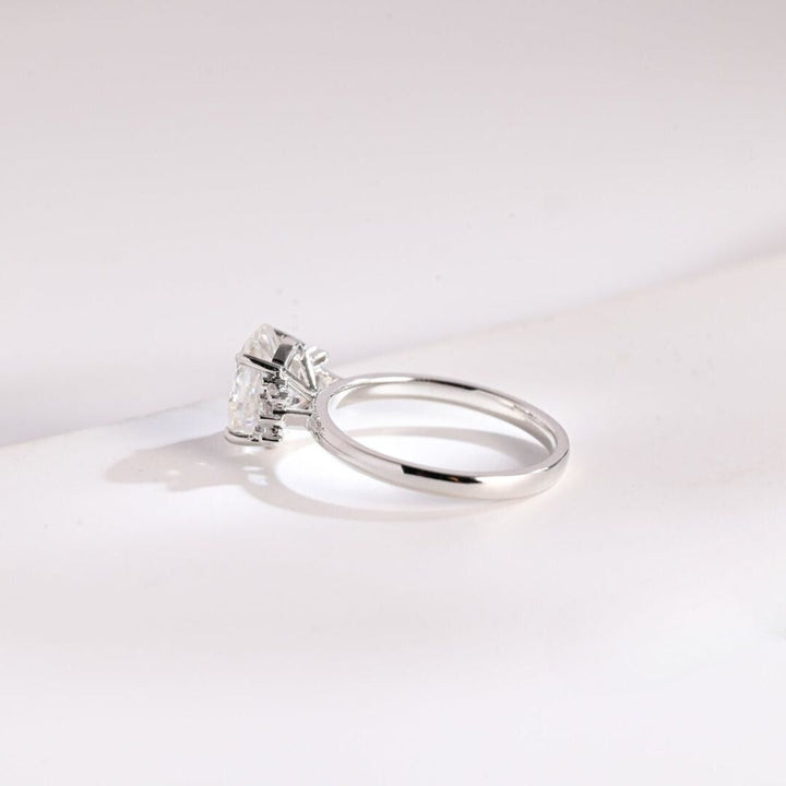 Moissanite 3.33 CT Oval Cut Diamond  Brutalist Anniversary Ring