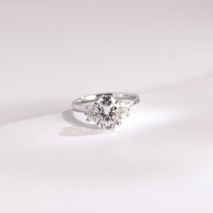 Moissanite 3.33 CT Oval Cut Diamond  Brutalist Anniversary Ring