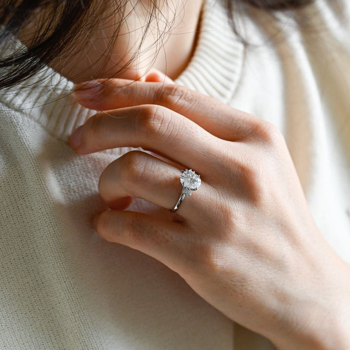 Moissanite 3.33 CT Oval Cut Diamond  Brutalist Anniversary Ring