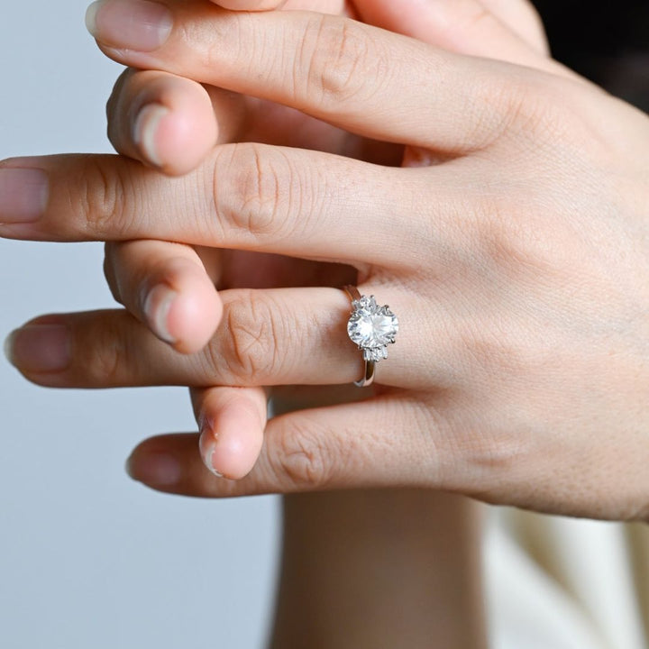 Moissanite 3.33 CT Oval Cut Diamond  Brutalist Anniversary Ring