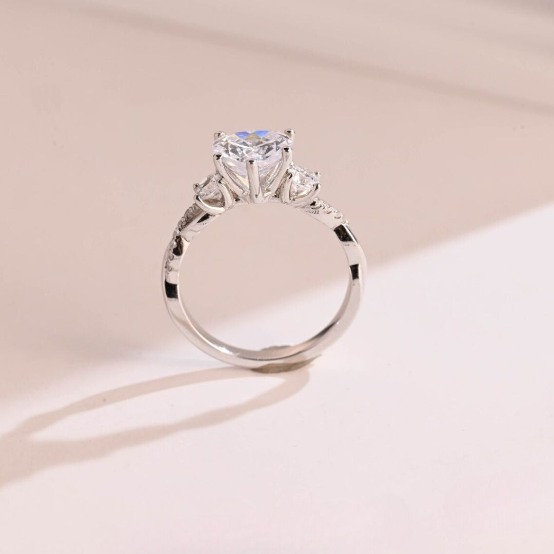 Moissanite 3.35 CT Heart Cut Diamond  Brutalist Anniversary Ring