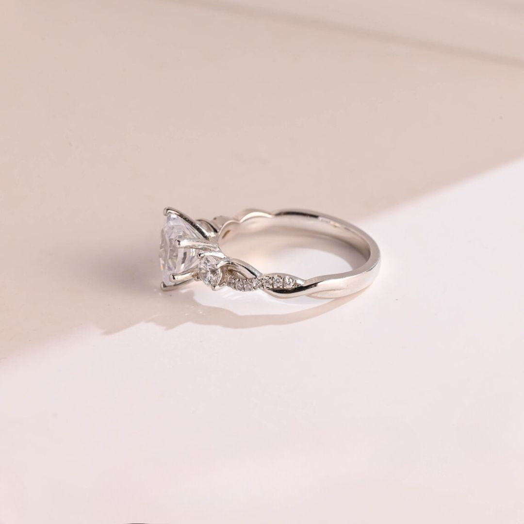 Moissanite 3.35 CT Heart Cut Diamond  Brutalist Anniversary Ring