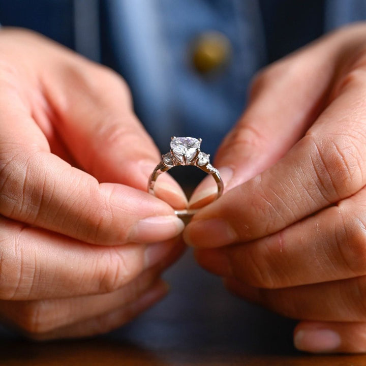 Moissanite 3.35 CT Heart Cut Diamond  Brutalist Anniversary Ring