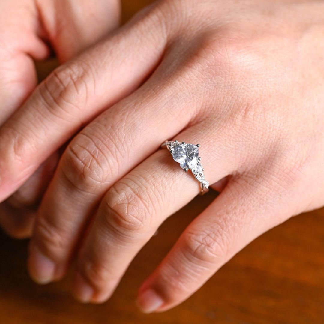 Moissanite 3.35 CT Heart Cut Diamond  Brutalist Anniversary Ring