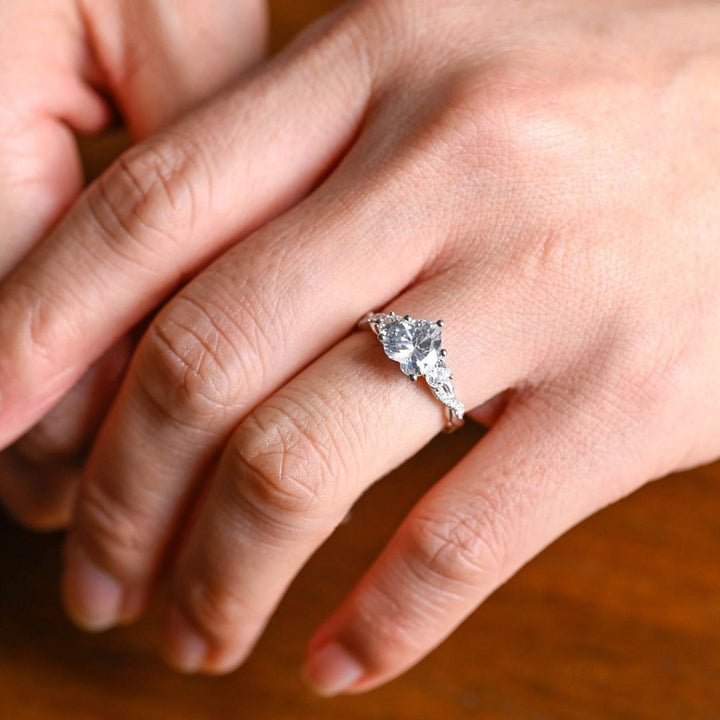 Moissanite 3.35 CT Heart Cut Diamond  Brutalist Anniversary Ring