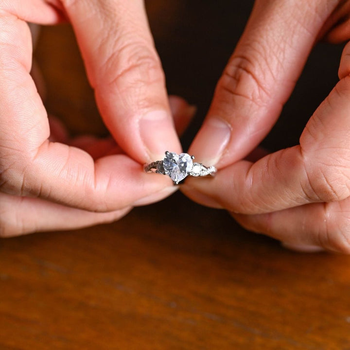 Moissanite 3.35 CT Heart Cut Diamond  Brutalist Anniversary Ring