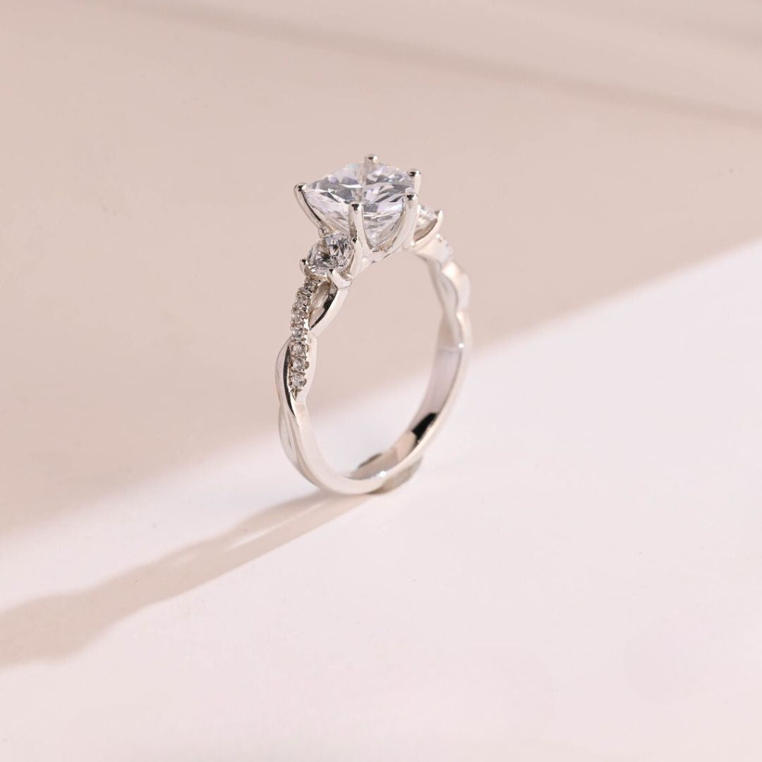 Moissanite 3.35 CT Heart Cut Diamond  Brutalist Anniversary Ring
