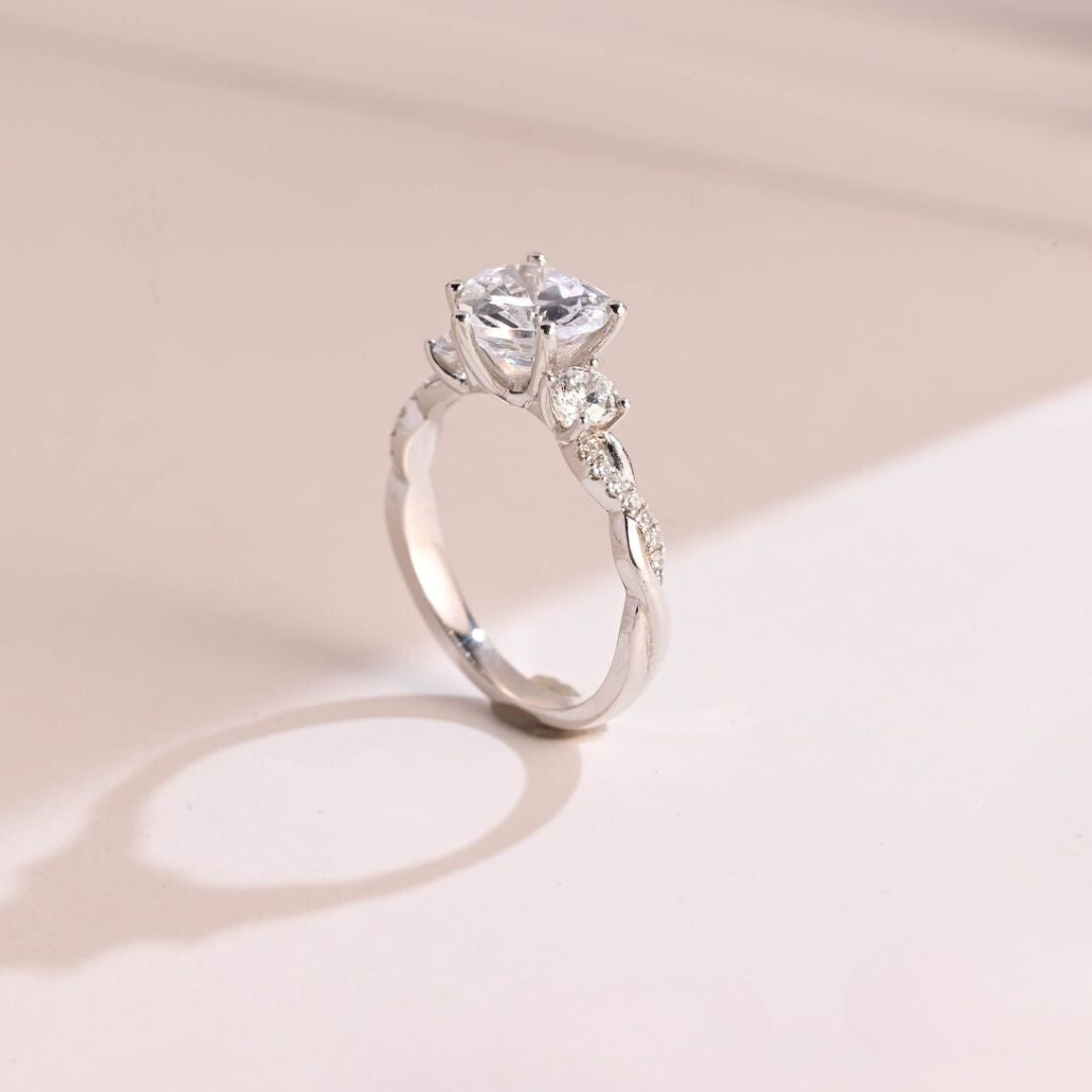 Moissanite 3.35 CT Heart Cut Diamond  Brutalist Anniversary Ring