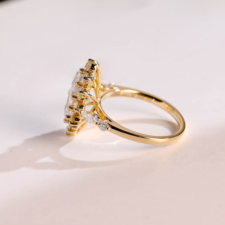Moissanite 3.65 CT Marquise Cut Diamond Brutalist Anniversary Ring