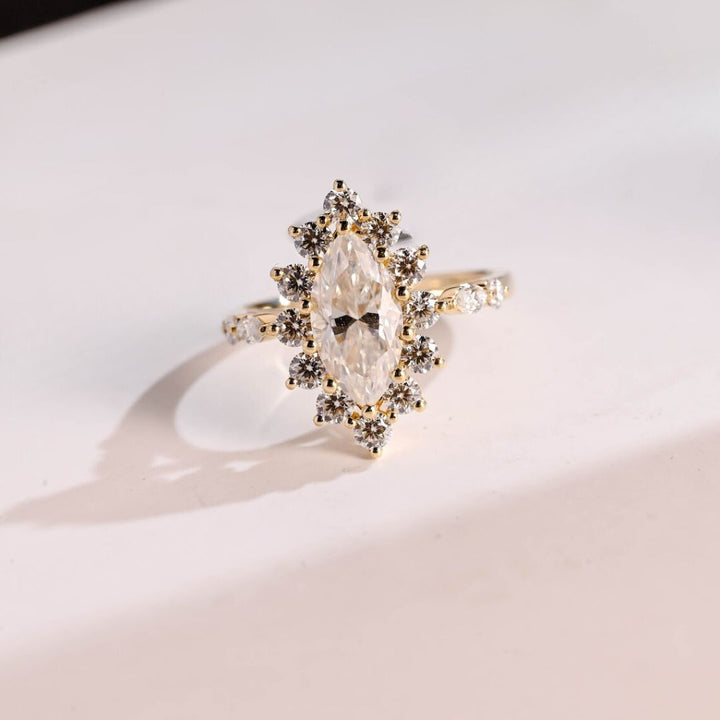 Moissanite 3.65 CT Marquise Cut Diamond Brutalist Anniversary Ring