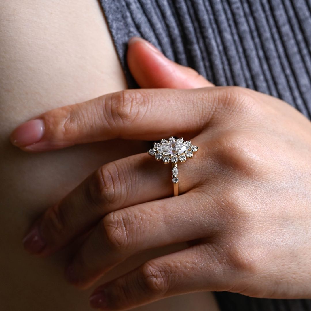 Moissanite 3.65 CT Marquise Cut Diamond Brutalist Anniversary Ring