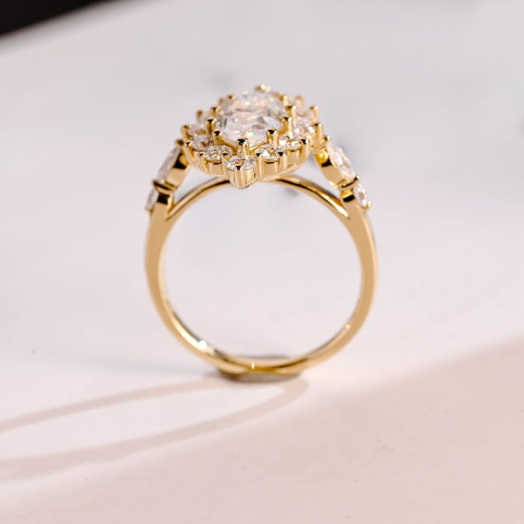 Moissanite 3.65 CT Marquise Cut Diamond Brutalist Anniversary Ring