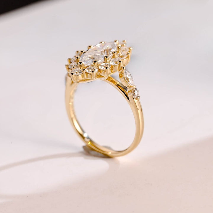 Moissanite 3.65 CT Marquise Cut Diamond Brutalist Anniversary Ring