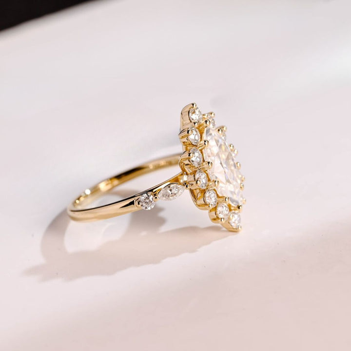 Moissanite 3.65 CT Marquise Cut Diamond Brutalist Anniversary Ring