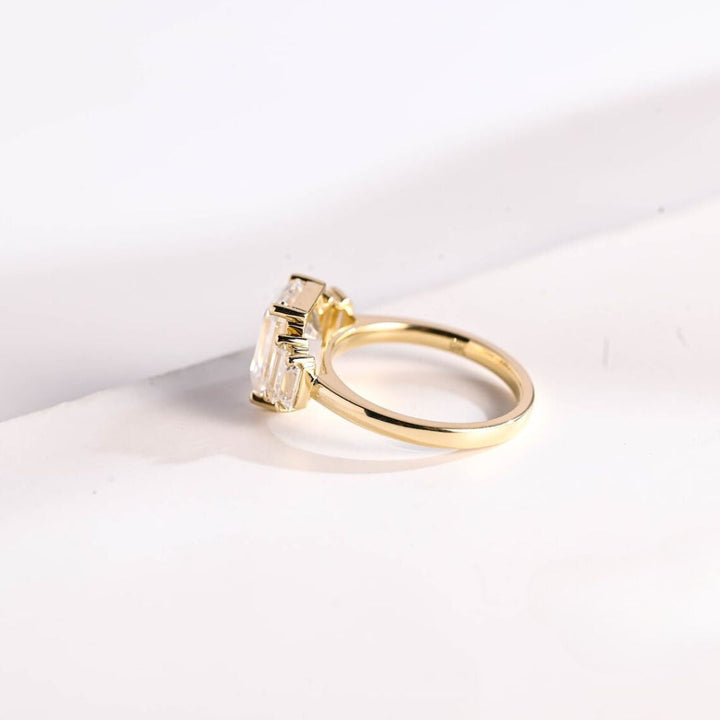 Moissanite 4.82 CT Emerald Cut Diamond Edwardian Wedding Ring