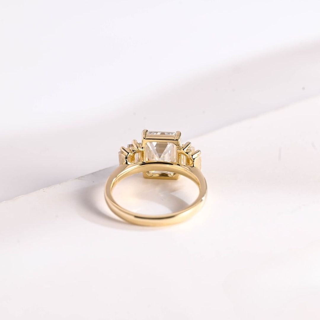 Moissanite 4.82 CT Emerald Cut Diamond Edwardian Wedding Ring