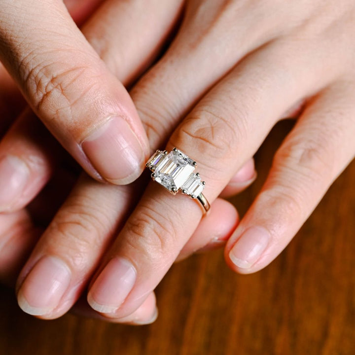 Moissanite 4.82 CT Emerald Cut Diamond Edwardian Wedding Ring